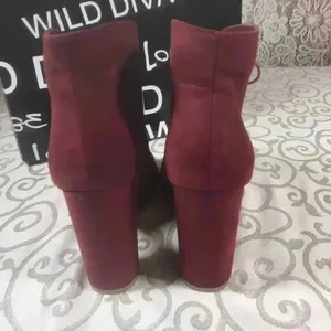 NIB!Wild Diva-Burgundy lace up heels peekaboo boots/Sandals Size 9 thumbnail 6