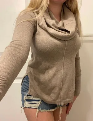Cowl Neck Top Tan Size XS thumbnail 1