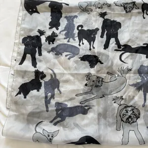 Vintage Dog Lover Womens Scarf 100% Silk Shawl Gray‎ Feminine Whimsy Coquette thumbnail 2