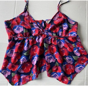 CAD Floral Handkerchief‎ Hem Camisole Top Red Blue Purple XL GUC thumbnail 4