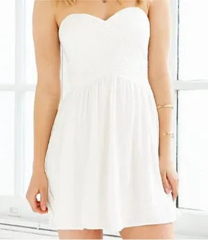 Kimchi Blue White Strapless Dress S thumbnail 1