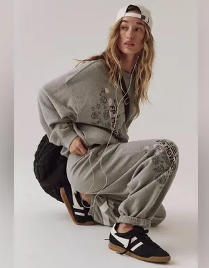 NWT Free People Movement All Star Logo Pants In Heather Gray White Combo $98 MSRP No refunds or cancellation’s thumbnail 1