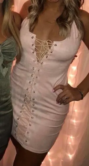 Lace Up Suede Dress Pink Size 6 thumbnail 2