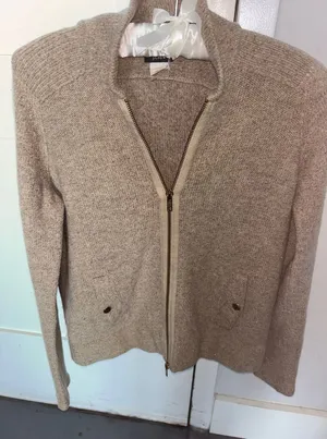 J. Crew Merino Wool Brown Metallic Zip Front Cardigan‎ Sweater Small Women’s thumbnail 1