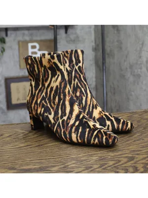 NWT A New Day Womens Tigris Boots Ankle Block Heel Boots Brown Tiger Multi 8M thumbnail 2