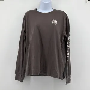 Natural Life Be Happy Floral Graphic Long Sleeve Tee Medium Charcoal Gray Boho thumbnail 2