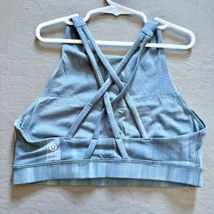 Lululemon Energy Bra High Neck Linear Spray Dye White Deep Ocean Size 6 thumbnail 3
