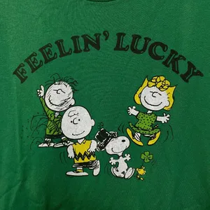 Snoopy Feelin Lucky Green Tshirt size Extra Large thumbnail 2