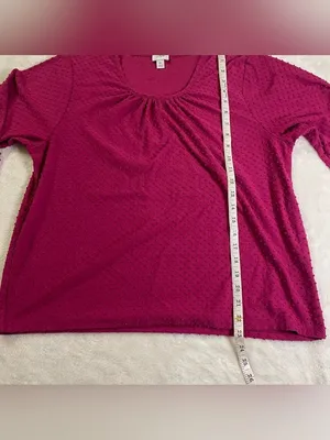 J. Crew Raspberry Bubble Textured 3/4 Sleeve Blouse size XL thumbnail 5