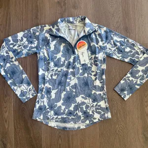Walter Hagen Performance 11 UPF Suncover Top 1/4 Zip Golf Blue Floral Small NEW thumbnail 1