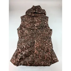 Patagonia Womens Brown Ikat Paisley Down Puffer Vest Removable Hood Medium 28395 thumbnail 2