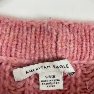 American Eagle Pink Chunky Knit Crop Sweater thumbnail 7