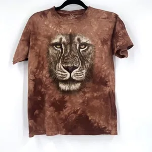 Vintage The Mountain Women's Tie-Dye Crew Neck Lion Graphic‎ shirt Brown Small thumbnail 1