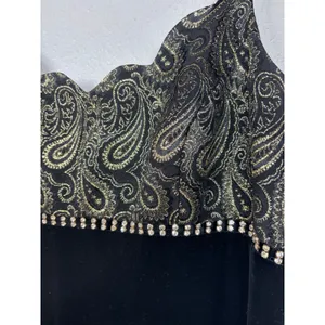 Vintage Betsy & Adam Dress 12 Black‎ Gold Velvet Formal Whimsygoth Paisley 90s thumbnail 4