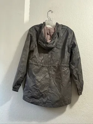 Carhartt Women's S Gray Camo Nylon Hooded Zip Up Windbreaker 3/4 Length thumbnail 4