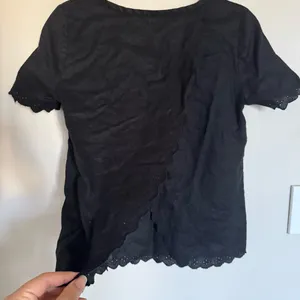 J. Crew Women Size 0 Linen Eyelet Lace Black Cross Open Back Blouse Top thumbnail 7