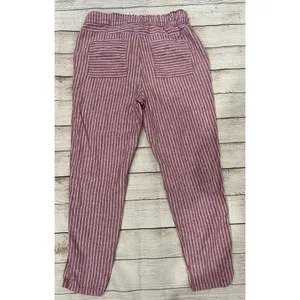 Vince Camuto Red Striped Drawstring Waist Linen Cotton Blend Pants size Small thumbnail 3