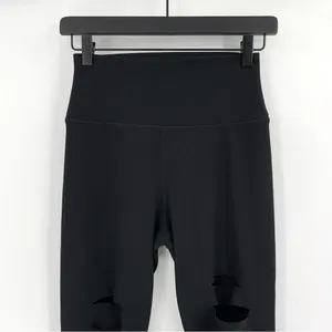 ALO YOGA 7/8 High-Waist Ripped Warrior Black S thumbnail 2