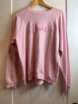 I.S.M.B.S‎ Pink 'love' Embroidered Crewneck Sweatshirt Size L thumbnail 1