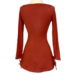 OH POLLY AMRYN Long Sleeve A-Line Mini Dress in Brick Sexy Inner Bodysuit Sz 2 thumbnail 8