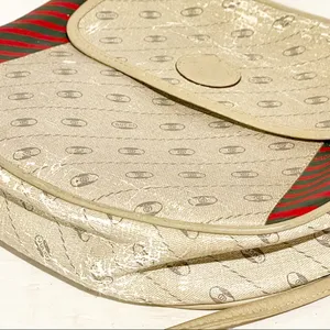 Gucci‎ Vintage Cream Diagonal Stripe Red Trim Mini Shoulder Crossbody Bag thumbnail 3