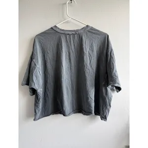 Free People Movement Womens Gray Mineral Wash Boxy Crop Tee Shirt Small 3814 thumbnail 4