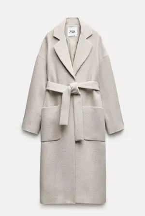 ZARA coat belted trench wool classic casual jacket overcoat thumbnail 1