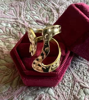 Gold Hammered Sculptural Open Ring - Women Jewelry Size 7 thumbnail 1