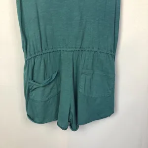 Zara TRF Blue Scoop Neck Sleeveless‎ Pocket Front Cotton Romper S thumbnail 6