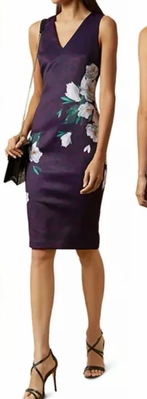 NEW Ted Baker Toriiy Wilderness Print purple Dress sz TB 4 US 12 thumbnail 1