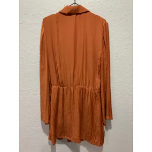 Free People Simone Notch Lapel Mini Dress In Burnt Orange Size L Boho Dressy thumbnail 6