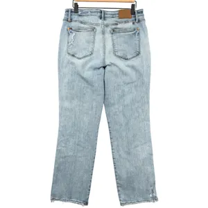 Judy Blue Dad Jean Light Wash Distressed Denim Raw Hem Size 13/31 thumbnail 2