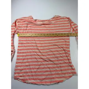 Ann Taylor LOFT Striped‎ Roll-Tab Sleeve Top Casual Everyday Blouse M thumbnail 3