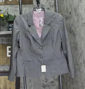 NWT Van Heusen Womens Stretch 2-Button Pinstripe Blazer Jacket Gray / Purple XL thumbnail 1