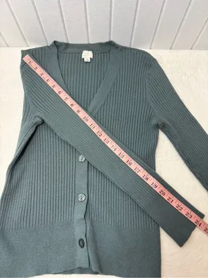 a‎ new day Sage Green Ribbed V-Neck Button Cardigan Size M thumbnail 8