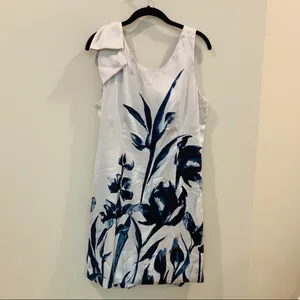 Ivory / Navy Sheath Midi Floral Dress thumbnail 5