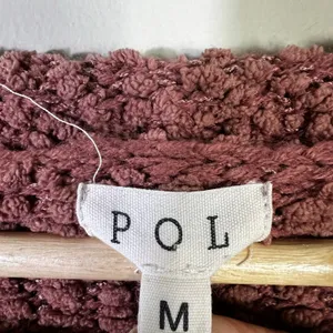 POL TSS224 Popcorn Knit Pullover Sweater Mauve Plum Boho Balloon Sleeve Size M thumbnail 6