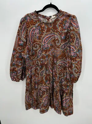 a.n.a Paisley Babydoll Mini Dress XL Brown‎ Cottagecore Prairie Boho Peasant thumbnail 1