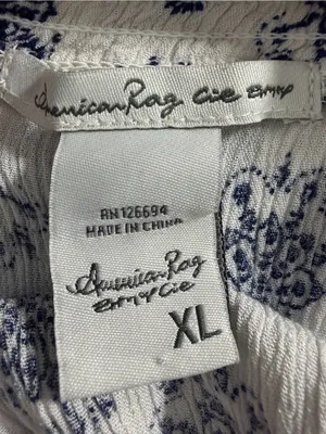 American Rag Cie XL Boho Crochet Floral Maxi Dress Blue Ivory Festival thumbnail 5