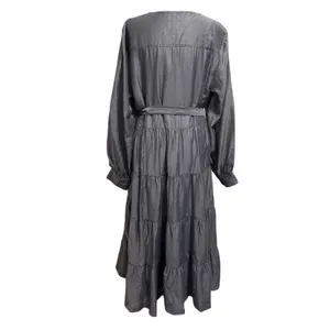 Mare Mare x Anthropologie Size L Agosta Tiered Maxi Dress Slate Gray Blue thumbnail 4