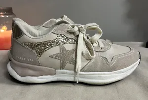 Vintage Havana Glitter Star Sneakers Beige & White Womens Size 8.5 Chic Comfy Sh thumbnail 1