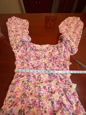 ASTR The Label Floral Ruched Puff Sleeve Mini Dress Purple Sz L Fairy Whimsical thumbnail 7