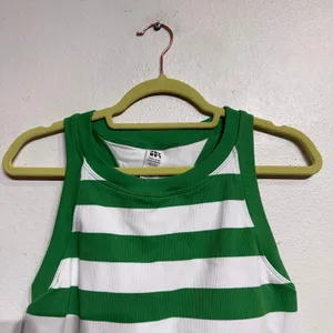 JoyLab Green White Striped Crop Tank Top Sz XL thumbnail 3
