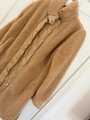 Athleta Sherpa Teddy Coat XS Camel Longline Cozy Minimalist Quiet Luxury Winter thumbnail 8