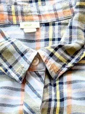 Aerie Boyfriend Flannel Button Down Pajama shirt light blue relaxed flowy fit thumbnail 2