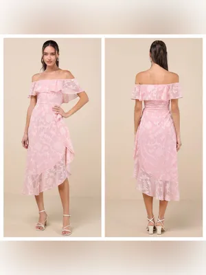 Lulu's Pretty Perfect Blush Burnout Floral Off-the-Shoulder Midi Dress thumbnail 2