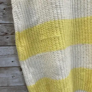 Vtg 90's Janenits Womens M Vest Sweater Striped Yellow & White V-Neck Preppy USA thumbnail 5