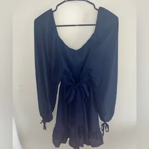 Amazon Navy Blue Long Sleeve Dress Wedding Guest thumbnail 3