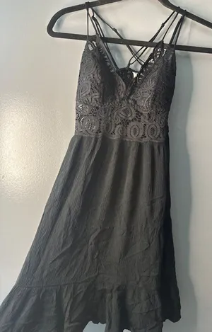 PINK Victoria's Secret Whimsigoth Black Lace Babydoll Mini Dress XS Gothic Fairy thumbnail 1