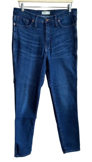 Madewell 10" high rise skinny size 32 dark wash blue jeans women's cotton blend thumbnail 1
